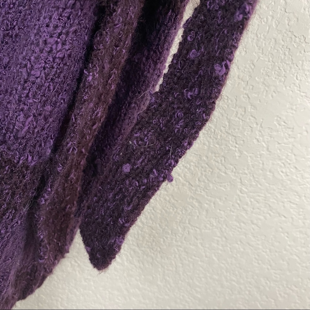 CATO Purple Oversized Cowl Neck Fringe Sweater LARGE Belted Tunic Boho Chic F85 - Picture 13 of 14